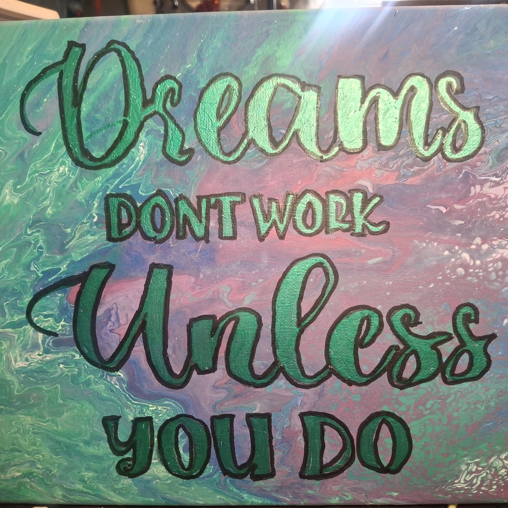 Inspirational Canvas Art with Green and Purple Accents